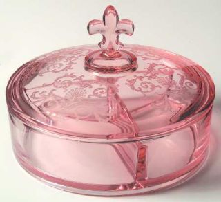 Fostoria Versailles Pink 3 Part Candy Dish with Lid   Stem #5098,Etch#278,Pink