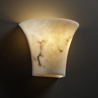2 light Round Flared Faux Alabaster Wall Sconce