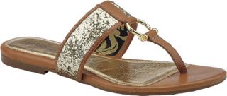 Womens Sperry Top Sider Carlin   Gold Glitter/Cognac Thong Sandals
