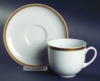 Arzberg Duchess Flat Cup & Saucer Set, Fine China Dinnerware   Black Squares/Rec