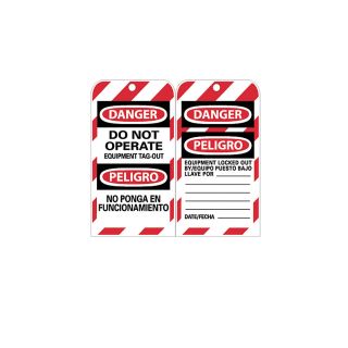 Nmc Bilingual Lockout Tag   Danger Equipment Tag Out