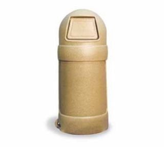 Continental Commercial 18 Gal Round Top Trash Can w/ Bag Holder & Tie Down, Sandstone