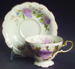 Rosenthal   Continental Daphne (Pompadour) Footed Cup & Saucer Set, Fine China D