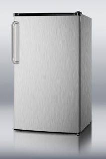 Summit Refrigeration Compact Freestanding Refrigerator Freezer w/ Auto Defrost, Stainless, 3.6 cu ft, ADA