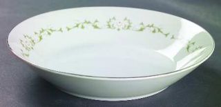 Sheffield Elegance Coupe Soup Bowl, Fine China Dinnerware   White Flowers, Green