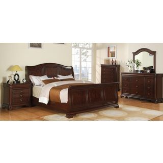 Caspian 5 piece Cherry Finish Bedroom Set With Sleigh Bed