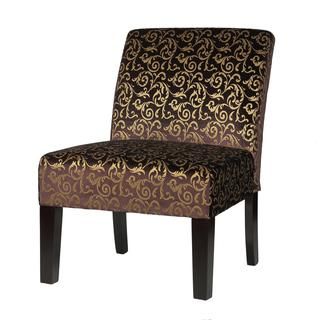 Cortesi Home Castano Accent Chair (Purple, Brown, GoldSeat Height 18 inchesSeat Depth 20.5 inchesDimensions 25 inches wide x 30 inches long x 33.5 inches wideAssembly required )