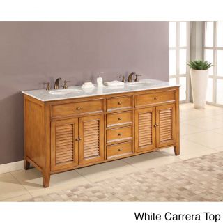 70 inch Oak Shutter Double Vanity Sink Cabinet