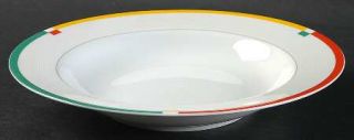 Mikasa Color Chart Rim Soup Bowl, Fine China Dinnerware   Multicolor Border   Fi