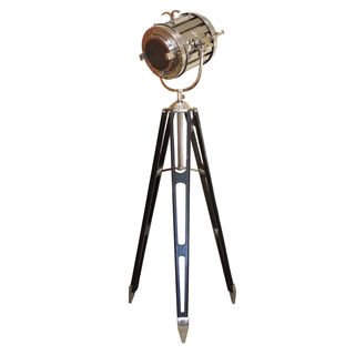 Hollywood Studio Directors Royal Spot Light Tripod Floor Lamp (Silver An impressive handcrafted piece ideal to uplift any room decorAllows the head to be purposefully positioned for a true spot light effectEffective, powerful lighting effectLarge tripod b