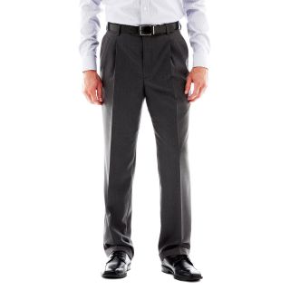 Stafford Travel Pleated Suit Pants, Grey, Mens