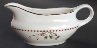 Gibson Designs Festive Traditions Gravy Boat, Fine China Dinnerware   Red & Gree