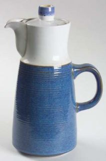 Denby Langley Chatsworth Coffee Pot & Lid, Fine China Dinnerware   Blue Band,Bro