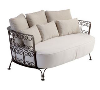 EmuAmericas Lounge Loveseat w/ Design Pattern Back & Steel Seat, Tubular Frame, White