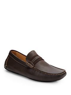 Leather Moc Style Loafers   Brown
