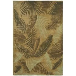 Handmade Ferns Gold New Zealand Wool Rug (5x 8)