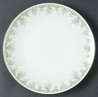 Noritake Dee Salad Plate, Fine China Dinnerware   Blue Flowers, Green & White Sc