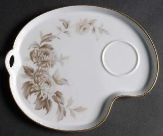 Noritake Lasalle Snack Plate, Fine China Dinnerware   Gray/Brown Flowers And Lea