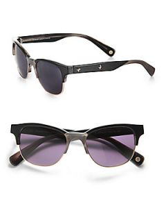 Acetate & Metal Embellished Cats Eye Sunglasses/Brown   Brown