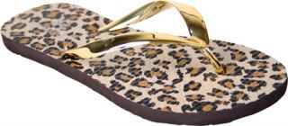Womens Nomad ChaCha   Gold Leopard Thong Sandals
