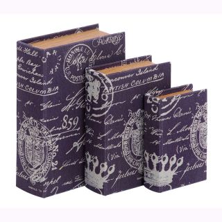 Book Box Set With Paris Lifestyle Theme (set Of 3) (PurpleDimensions 9 inches long x 4 inches thick x 13 inches high, 7 inches long x 3 inches thick x 11 inches high, 6 inches long x 2 inches thick x 9 inches high )