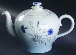 Bing & Grondahl Cornflower Blue Edge Teapot & Lid, Fine China Dinnerware   Blue