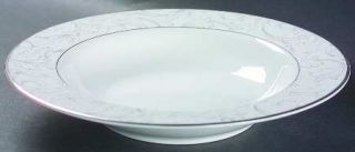 Nikko Blue Mist Platinum Large Rim Soup Bowl, Fine China Dinnerware   White Swir