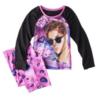 Justin Bieber Girls 2 Piece Long Sleeve Pajama Set   Pink 10