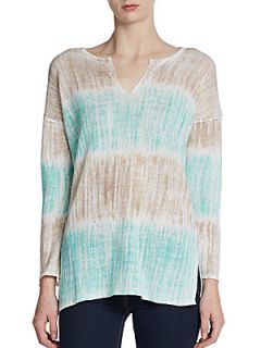 Wide Striped Linen & Cotton Sweater   Mint