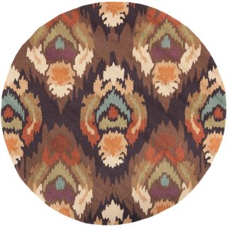 Hand hooked Spade Brown Rug (4 Round)