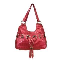 Womens Blingalicious Croco Print Fashion Handbag Q935 Pink