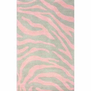Nuloom Handmade Modern Zebra Pink/ Grey Wool Rug (5 X 8)