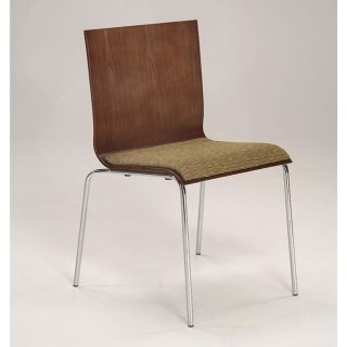 Bent Plywood And Chrome Woven Upholstered Seat Stacking Chair (set Of 2) (DijonMaterials Plywood, chromeFinish MahoganyUpholstery material PolyesterUpholstery color HaySeat height 18 inches highDimensions 21 inches high x 21 inches wide x 32 inches 