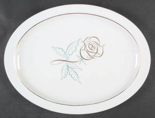 Easterling Spencerian Rose 16 Oval Serving Platter, Fine China Dinnerware   Rim