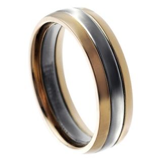 Daxx Mens Titanium Two   Toned Rose Gold Plated Band (6 mm)   8