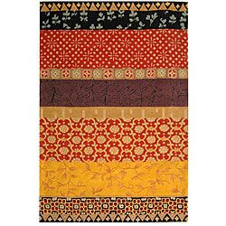 Handmade Rodeo Drive Collage Rust/ Gold N.Z. Wool Rug (7 6 X 9 6) (RedPattern GeometricMeasures 0.625 inch thickTip We recommend the use of a non skid pad to keep the rug in place on smooth surfaces.All rug sizes are approximate. Due to the difference o