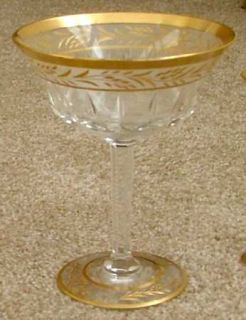 Val St Lambert Cambrai DOr Clear/Frosted Champagne/Tall Sherbet   Clear/Frosted