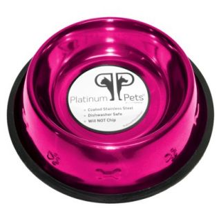 Platinum Pets Stainless Steel Embossed Non Tip Dog Bowl   Raspberry (12 Cup)