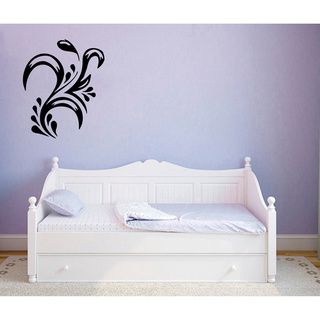 Floral Ornament Vinyl Wall Decal (Glossy blackEasy to applyDimensions 25 inches wide x 35 inches long )