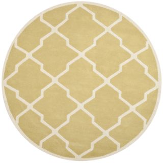 Safavieh Handmade Moroccan Chatham Light Gold/ Ivory Wool Rug (7 Round)