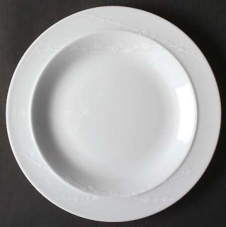 Denby Langley White Trace Salad/Dessert Plate, Fine China Dinnerware   White On