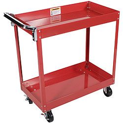 Arcan Red Powder Coated Steel Service Cart (Red Materials SteelMeasurements 32 inches wide x 18 inches long x 5 inches deepInterior dimensions 30 inches long x 16 wide x 32.5 deepShelf depth 3 inches deepFinish Powder coatedHardware finish ChromeAss