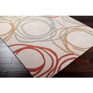 Hand tufted Contemporary Green Zambia Geometric Circles Rug (5 X 76)