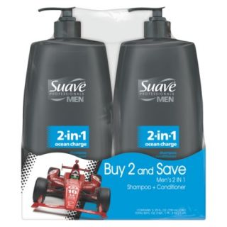 Suave Shampoo & Conditioner 2 in 1 Mens Ocean Charge Twin Pack 50oz
