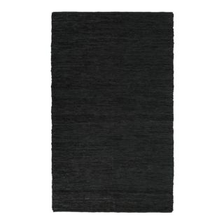 Hand woven Chindi Black Leather Rug (8 X 10) (BlackPattern SolidMeasures 0.125 inch thickTip We recommend the use of a non skid pad to keep the rug in place on smooth surfaces.All rug sizes are approximate. Due to the difference of monitor colors, some 
