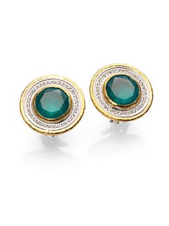 GURHAN Diamond, Emerald Topaz, 24K Yellow Gold and Sterling Silver Earrings  