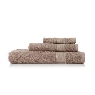 Pima Cotton Chevron Border Khaki 3 piece Towel Set