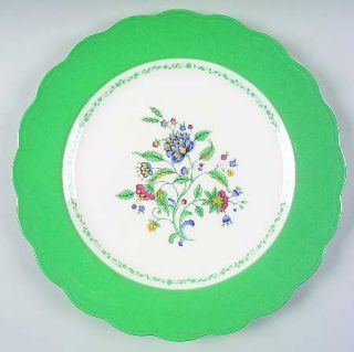 Nikko Emerald Garden Service Plate (Charger), Fine China Dinnerware   Green Rim,