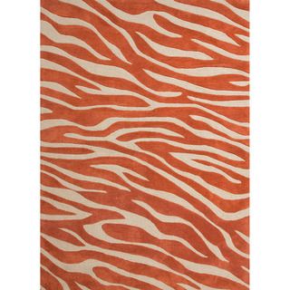 Hand tufted Contemporary Animal Print Red/ Orange Rug (2 X 3)