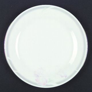 Noritake Evening Sonnet Dinner Plate, Fine China Dinnerware   Gray Band, Pink/La